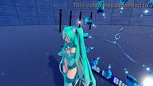cat fate cosplay with adult miku in 3d vr 😺