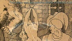 Vintage erotic comic drawing from antique anime collection