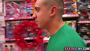 tiny teen enjoys fingering and blowjob