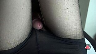 pov thigh fucking in pantyhose explodes with cum!