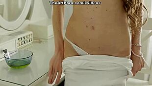 Playing solo in glamorous lingerie.