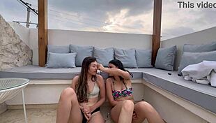 Colombian Latina Fingering Pussy Outdoors With Lesbian Partner