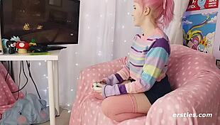 Sexy evie dives into double penetration fun with toys and fingering, reaching intense orgasms