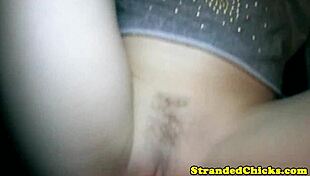 Young blonde hitchhiker gets naughty on the car ride