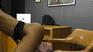 Ebony Secretary Makes Her Boss Lick Her Asshole - Femdom!