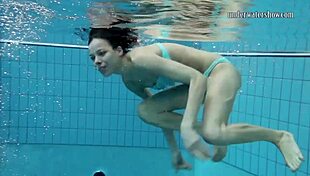 gazel podvodkova swims naked underwater in bikini
