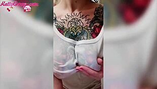 Tattooed Girl Dances Horny In Bathroom