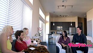 Step family turns dumb charades into taboo threesome fucking.