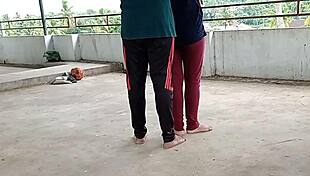 I conviced the neigbor's beautifull wife on the roof and then fucked her painfull