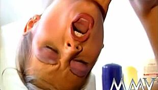 Blonde woman relaxes in the bath with a man