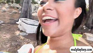 look at these babes shaking their asses in outdoor foursome.