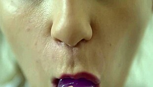 Teen Exploring Toys With Dildo In Close Up