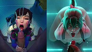 I watch hentai compilation with big asses and blowjobs, it's so hot!