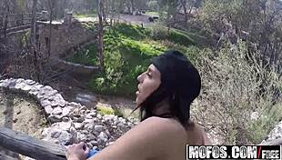Jaclyn Taylor fucks at the fishing hole! Drone hunter watches her big tits action!