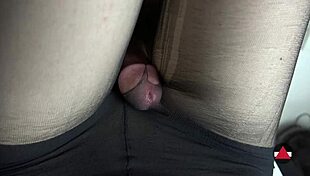 pov thigh fucking in pantyhose explodes with cum!