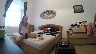 backstage babes in lingerie and leather, no panties, shaking ass and pussy views.