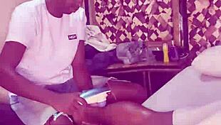 Big black cock assfucks shaved pussy in Rio swing house.