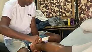 Big black cock assfucks shaved pussy in Rio swing house.