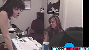 Submissive Lesbian Threesome in Vintage Bondage Scene