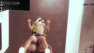 Anime couple fucks from behind in 3d.