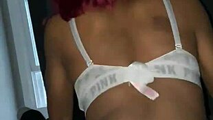 redhead ebony babe with wet pussy takes big monster cock.