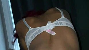 redhead ebony babe with wet pussy takes big monster cock.