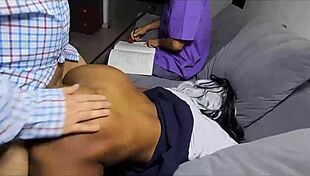 Stepson And Stepsister's Forbidden Fun While Grandpa Watches Silently