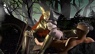 Malenia on top in the forest, an erotic parody of the popular game