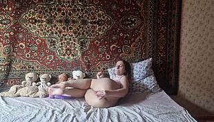 Girl In Nylon Pantyhose Seduces On Camera Then Fucks Hairy Pussy With Huge Dildo And Cumming With Vibrator