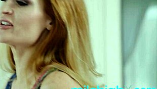 Redhead MILF masturbates and has girl on girl action at home