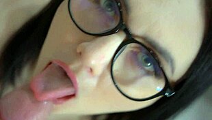 I suck my boys sloppy with face fucking and gagging for monster cock cumshot