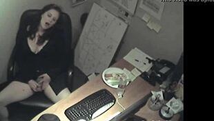 Watch the secretary rub her tits and masturbate?