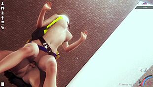 Anime couple fucks from behind in 3d.