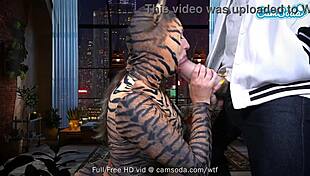 hey, big boobs babe in pussy cat costume masturbates with toys and blows monster cock on camsoda 😏