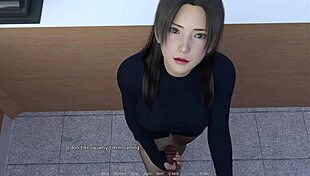 working behind the counter in this anime scene