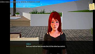 in my new family, the redhead rides big cock in 3d game