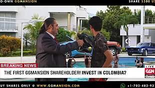 Blonde babe surprises black-haired lover with intense blowjob at ggmansion