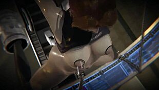 Jessie rasberry enjoys orgasm in sex machine with toys dildo vibrator fantasy