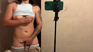 Beautiful bisexual amateur masturbates in the bathroom