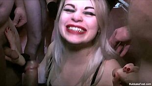 Pixiee Little Takes Bukkake Facial in Blowbang!