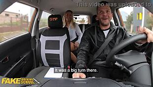 i fucked the fake driving instructor with big natural tits in pov
