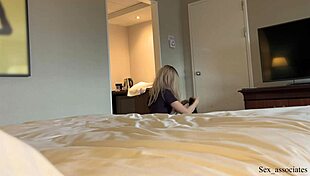 shy latina maid bent over for guest's cock in hotel.