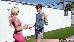 beautiful bree's workout turns steamy with stepson's huge morning wood