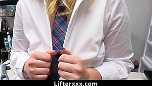 Jade and Riley Caught Shoplifting, Grilled by Officer Hardy in Back Room