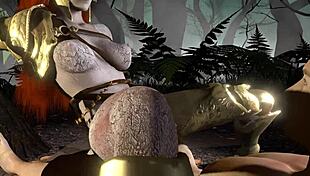 Malenia on top in the forest, an erotic parody of the popular game