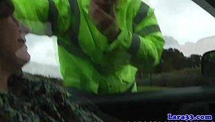 Look at this classy British mature swallowing cum after a close-up lick