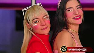 Blonde babe surprises black-haired lover with intense blowjob at ggmansion