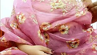 Latina teen 18+ wearing saree in intimate family setting