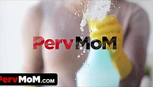 Stepmom catches stepson watching porn so she decided to blow him.