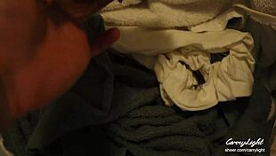 step mom catches step son jerking off with her panties, helps him cum quick